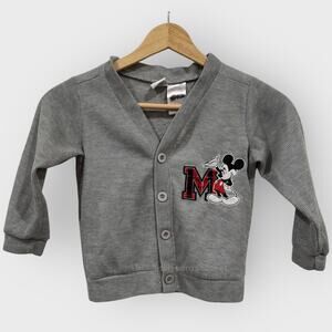 Disney Mickey Mouse Button Front Cardigan 4T Grey Toddler Vintage Inspired Retro